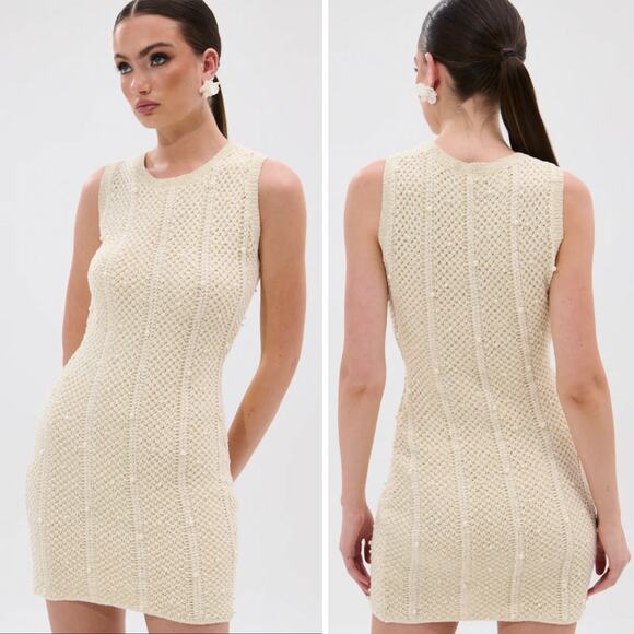 AKIRA Feelin' Sweet Knit Sweater Dress with Pearls Size Small NEW - Picture 1 of 9